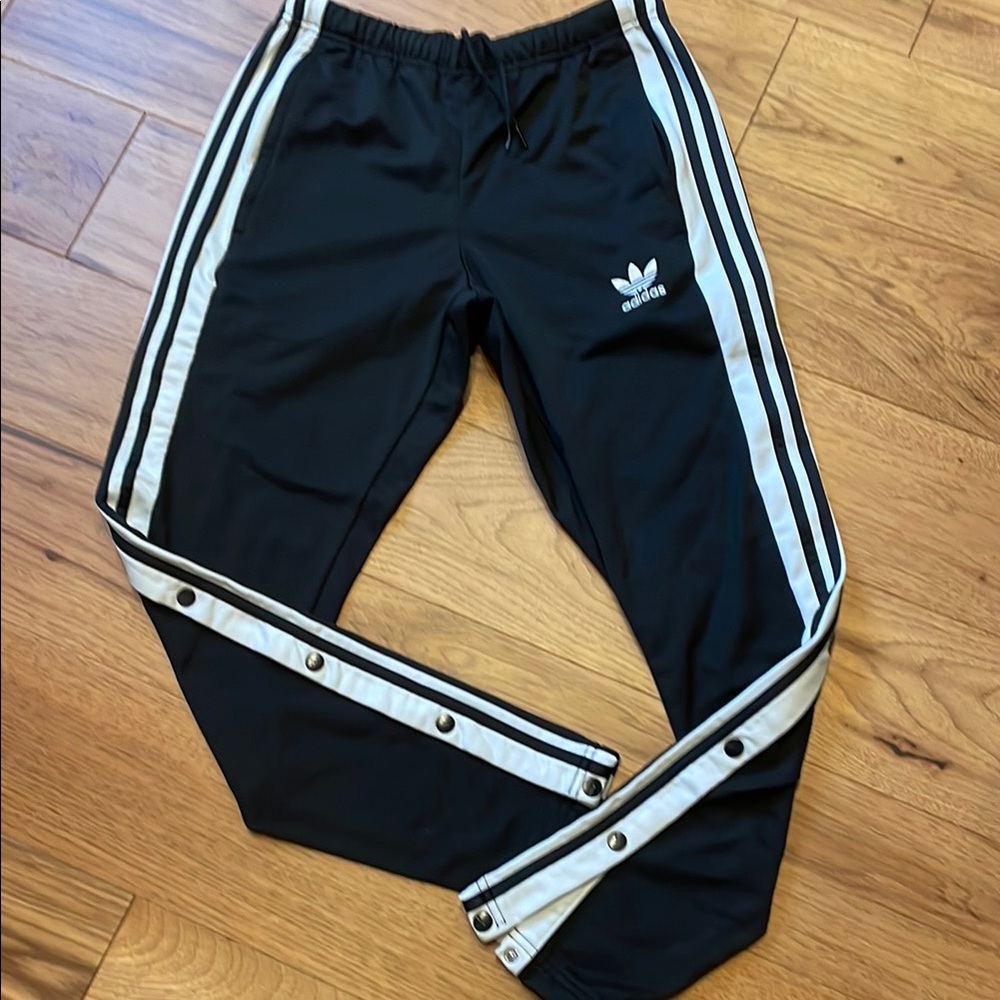 Adidas Black Track Pants with White Stripes